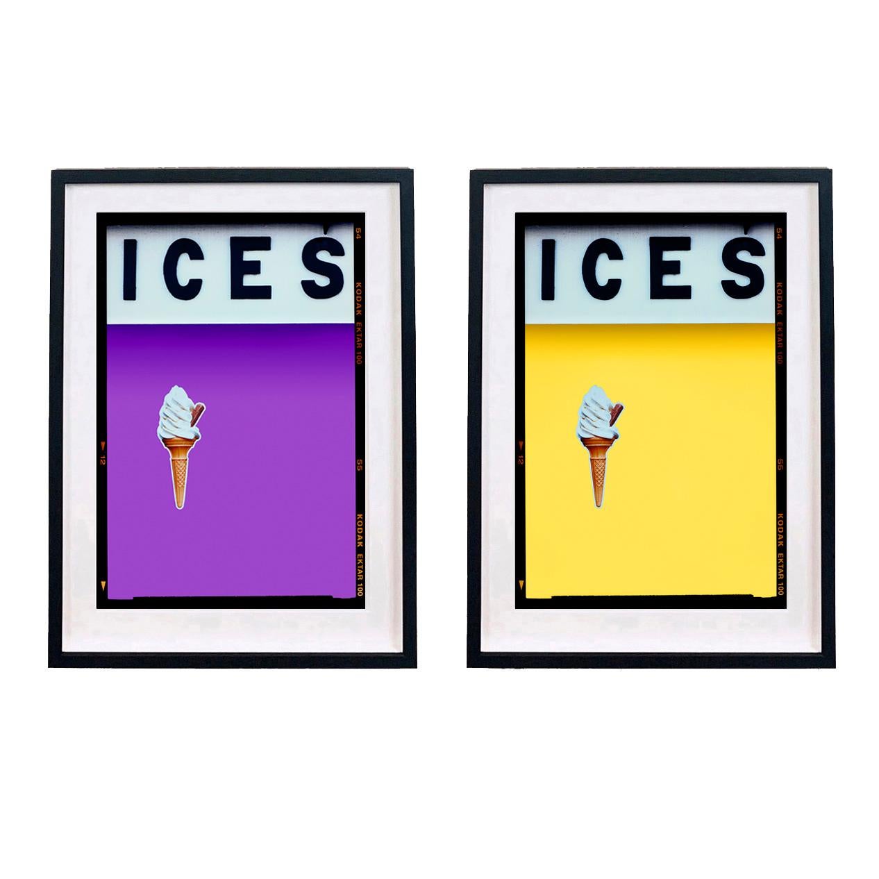 ICES Lilac Purple and Sherbet Yellow, Two Framed Pop Art Color Photographs - Print by Richard Heeps
