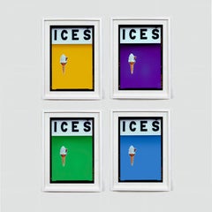 CIEM Amarillo Mostaza, Morado, Verde, Azul Bebé - Cuatro Fotografías Pop Art Enmarcadas
