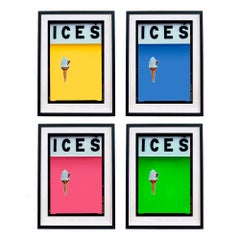ICES Yellow, Blue, Pink, Green - Four Framed Artworks Pop Art Color Photography