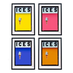 ICES Amarillo, Azul, Rosa, Naranja - Cuatro Obras de Arte Enmarcadas Fotografía Pop Art en Color