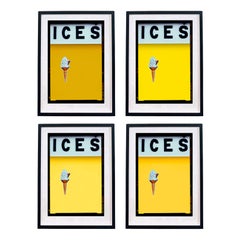ICES Amarillo Conjunto de Cuatro Obras de Arte Enmarcadas - Fotografía Pop Art en Color