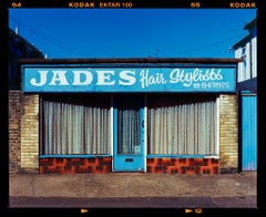 Jade's, Norfolk - British Blue Typography Color Photograph
