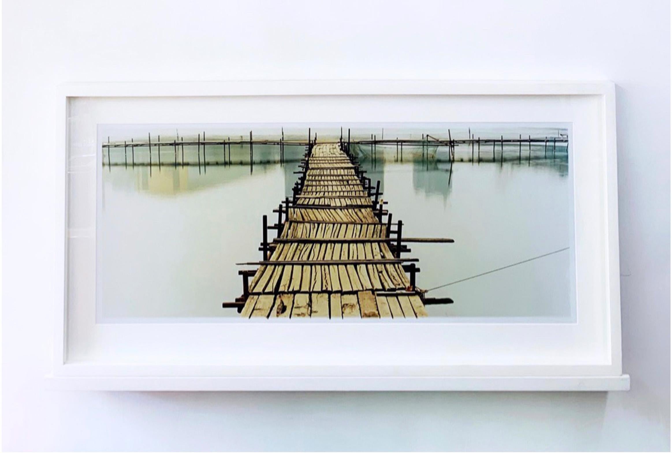 Jetty (panorama), Xuzhou, Jiangsu - Chinese waterscape, color photography - Photograph by Richard Heeps