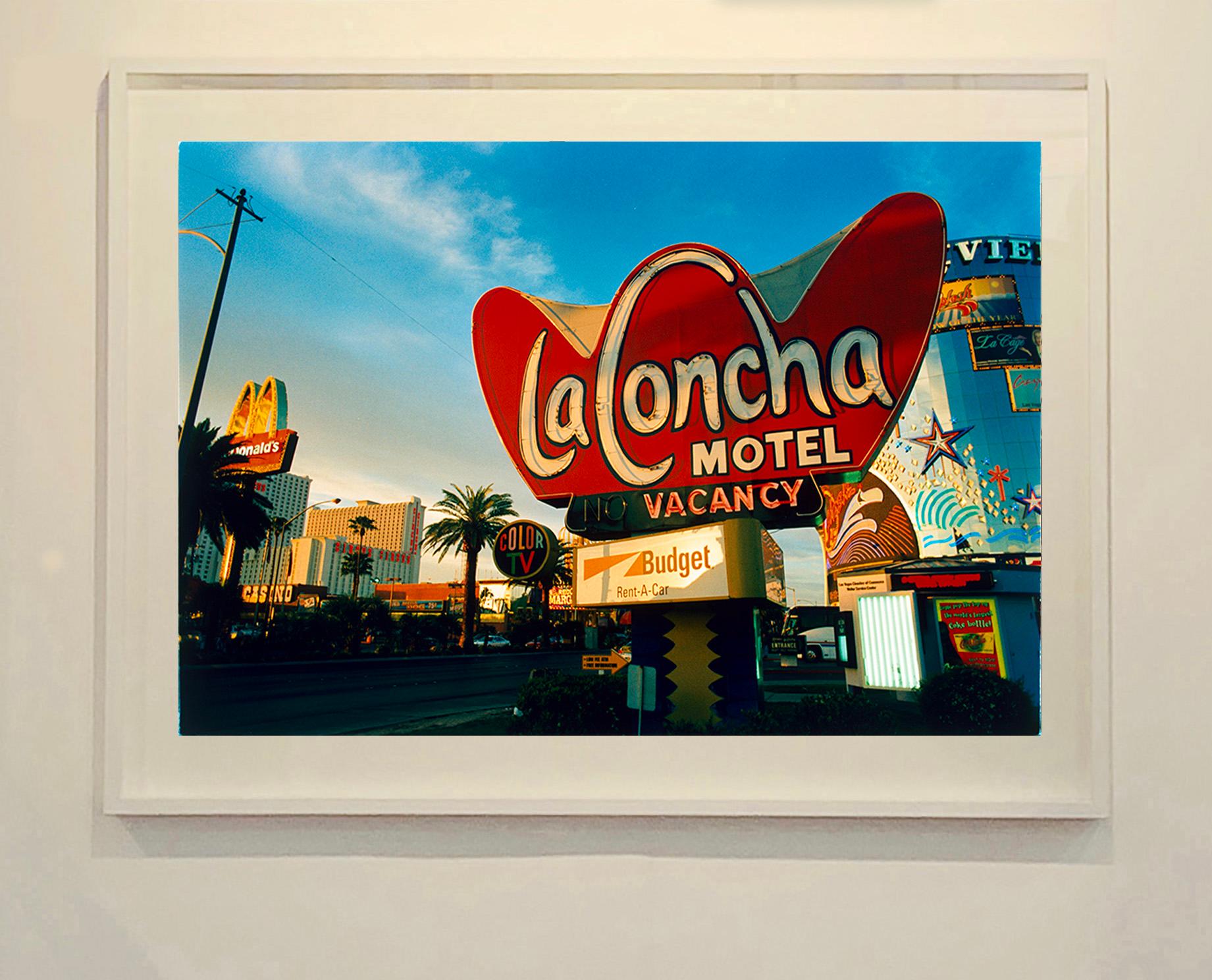 The iconic architecture of the La Concha Motel in Las Vegas, was captured by Richard Heeps for his 'Dream in Colour' series, before its closure in 2004. Designed by Paul Williams, it is synonymous of the Googie style architecture popular in America