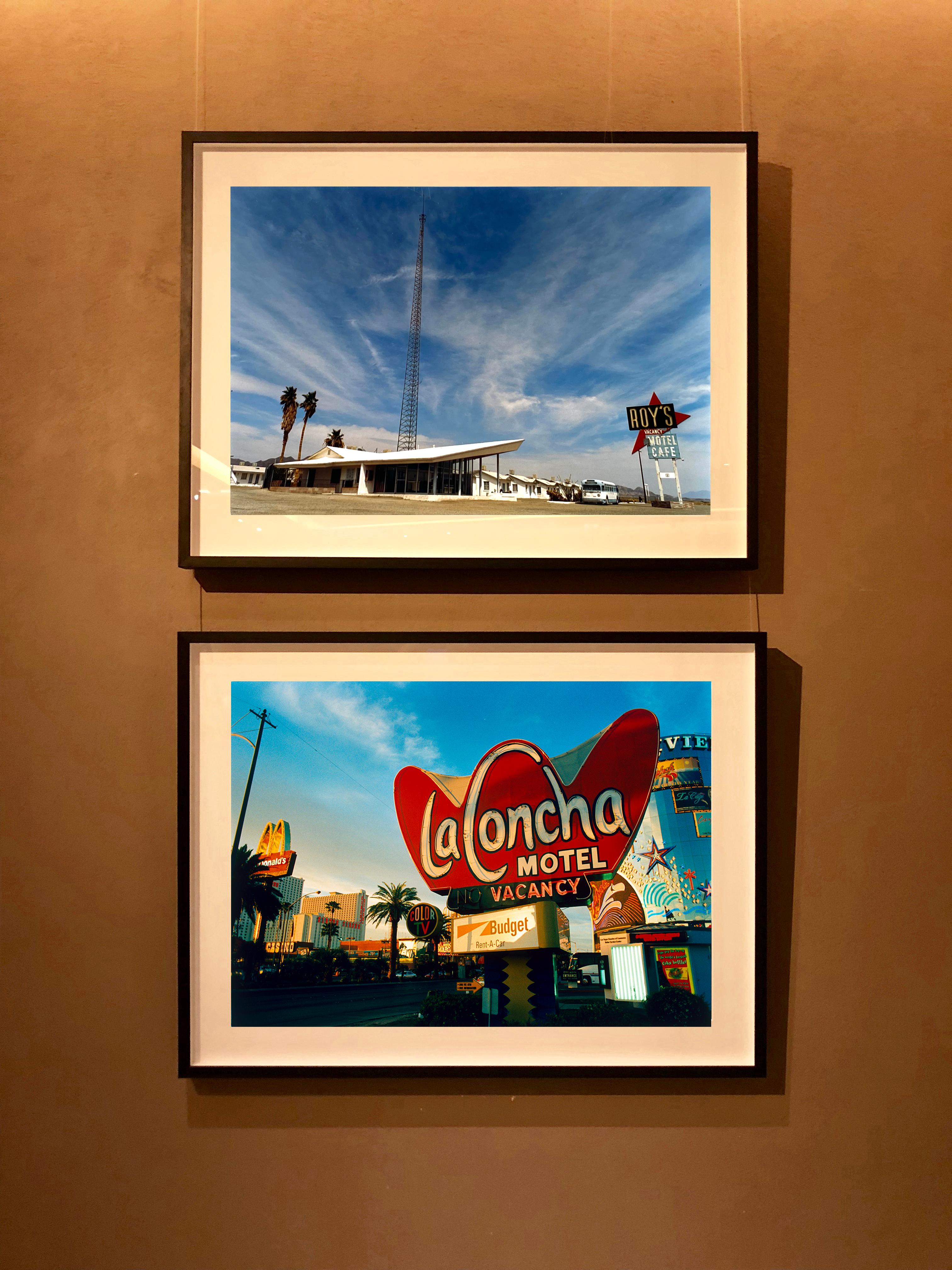 The iconic architecture of the La Concha Motel in Las Vegas, was captured by Richard Heeps for his 'Dream in Colour' series, before its closure in 2004. Designed by Paul Williams, it is synonymous of the Googie style architecture popular in America
