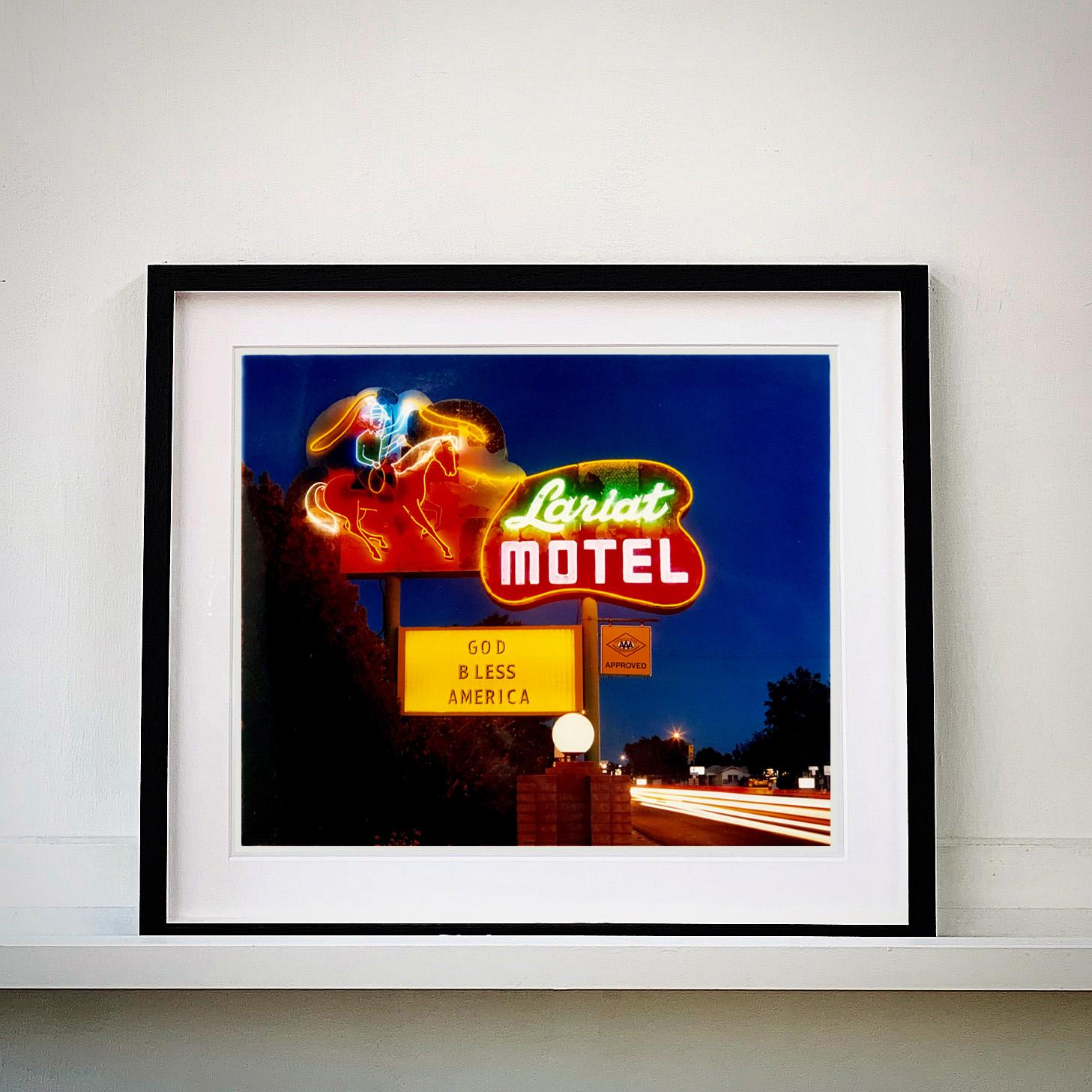 Lariat Motel II, Fallon, Nevada - Neon, Americana, Color Photography - Print by Richard Heeps