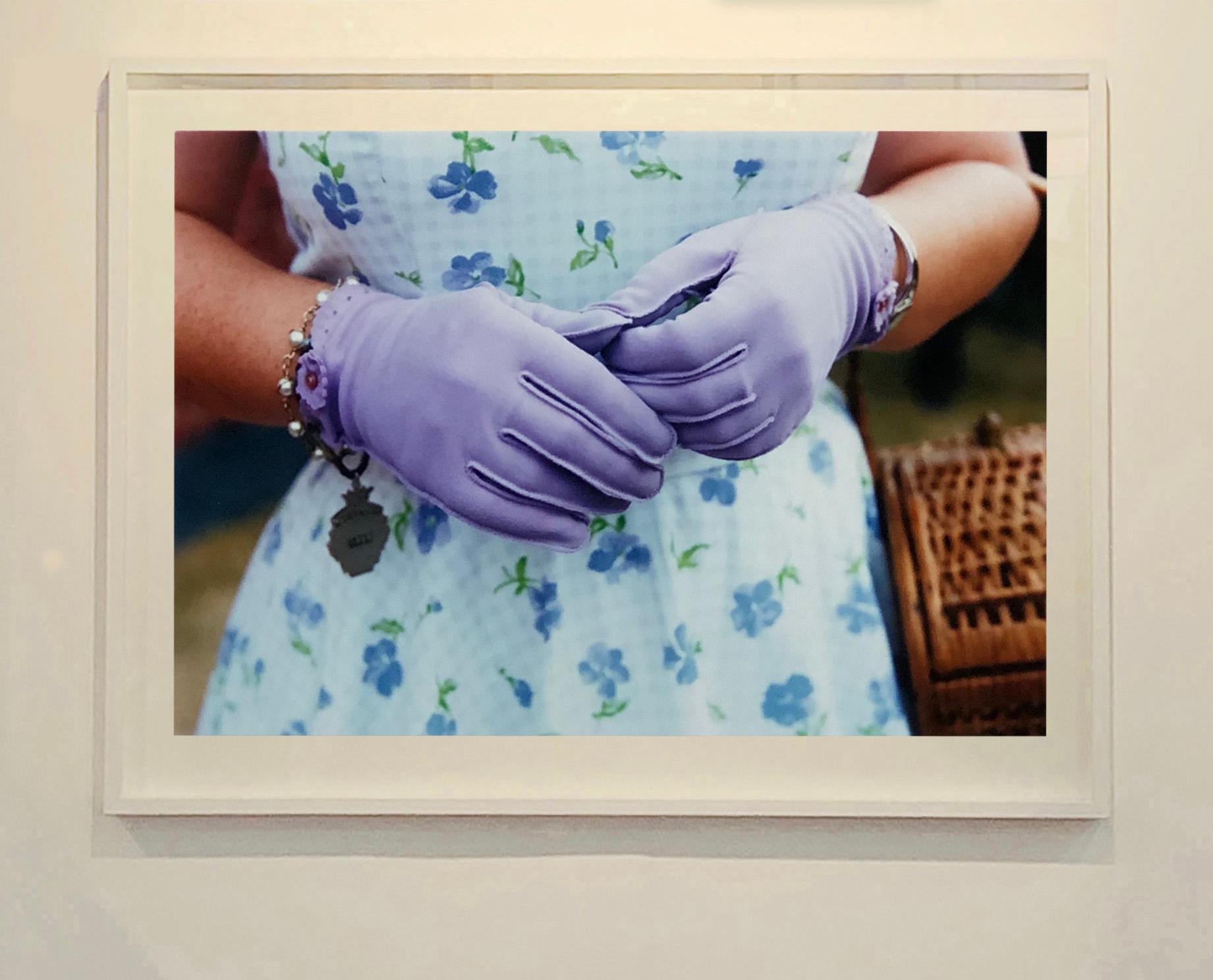 Lilac Gloves, Goodwood, Chichester - Feminine fashion, color photography - Contemporary Photograph by Richard Heeps
