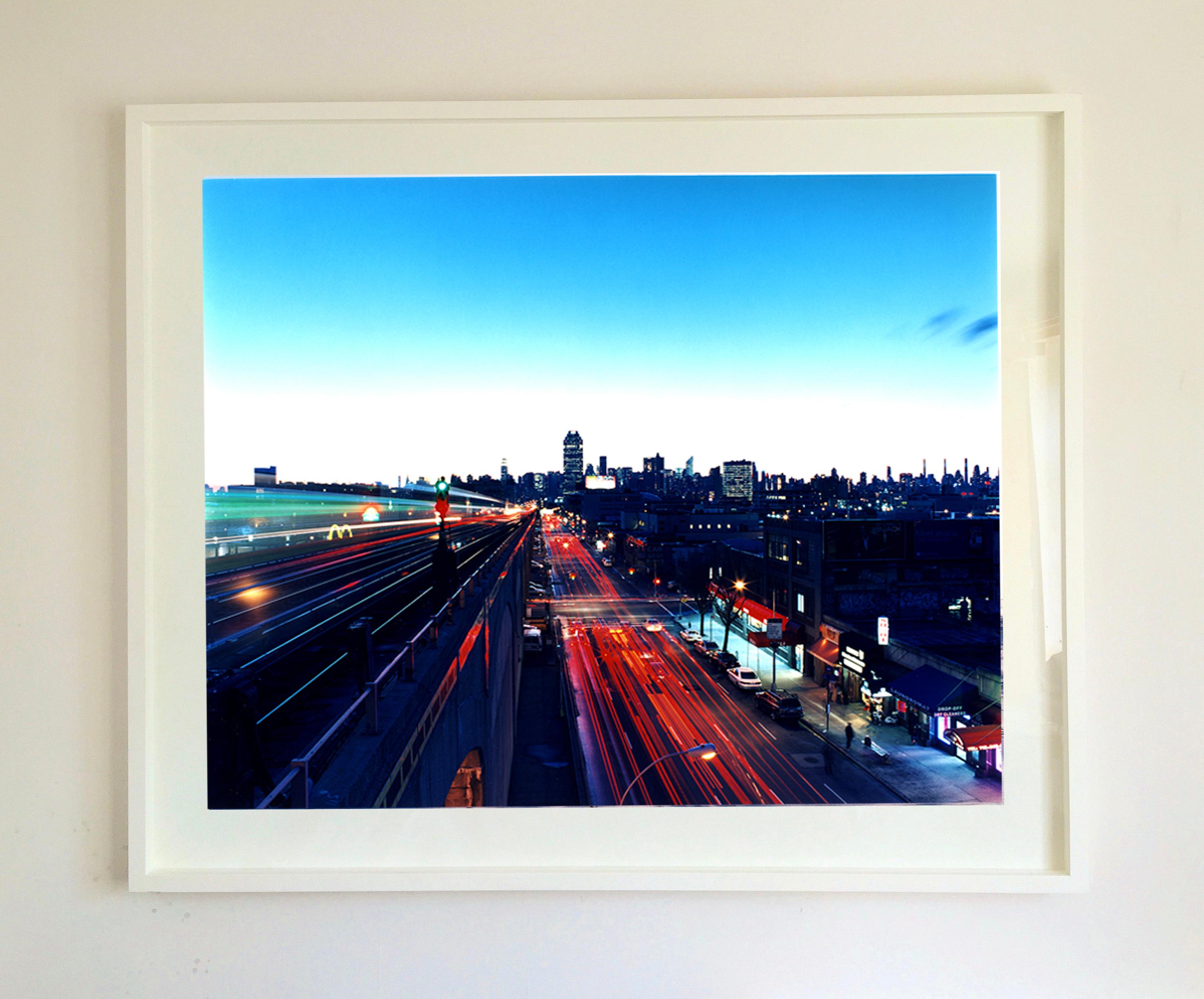 Lines on the 7 Line, New York - Skyline, Cityscape, Color Photography - Black Print by Richard Heeps