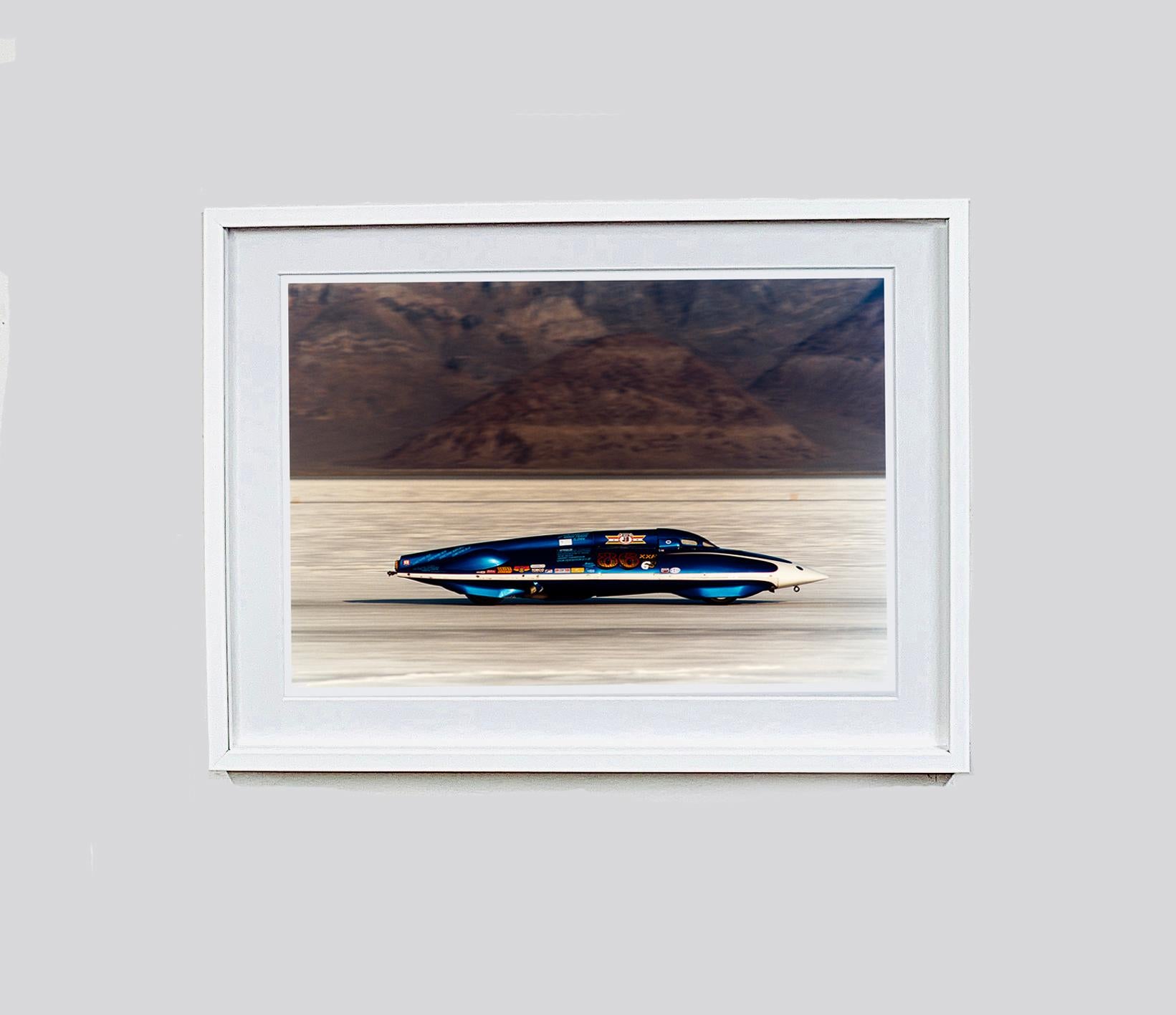 LSR Racing Streamliner, Bonneville, Utah - American Landscape Car Photo - Contemporary Photograph by Richard Heeps