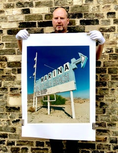Marina Sign I, Salton Sea Beach, California - Roadside sign color photography