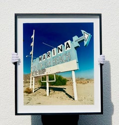 Marina Sign I, Salton Sea Beach, California - Roadside sign color photography