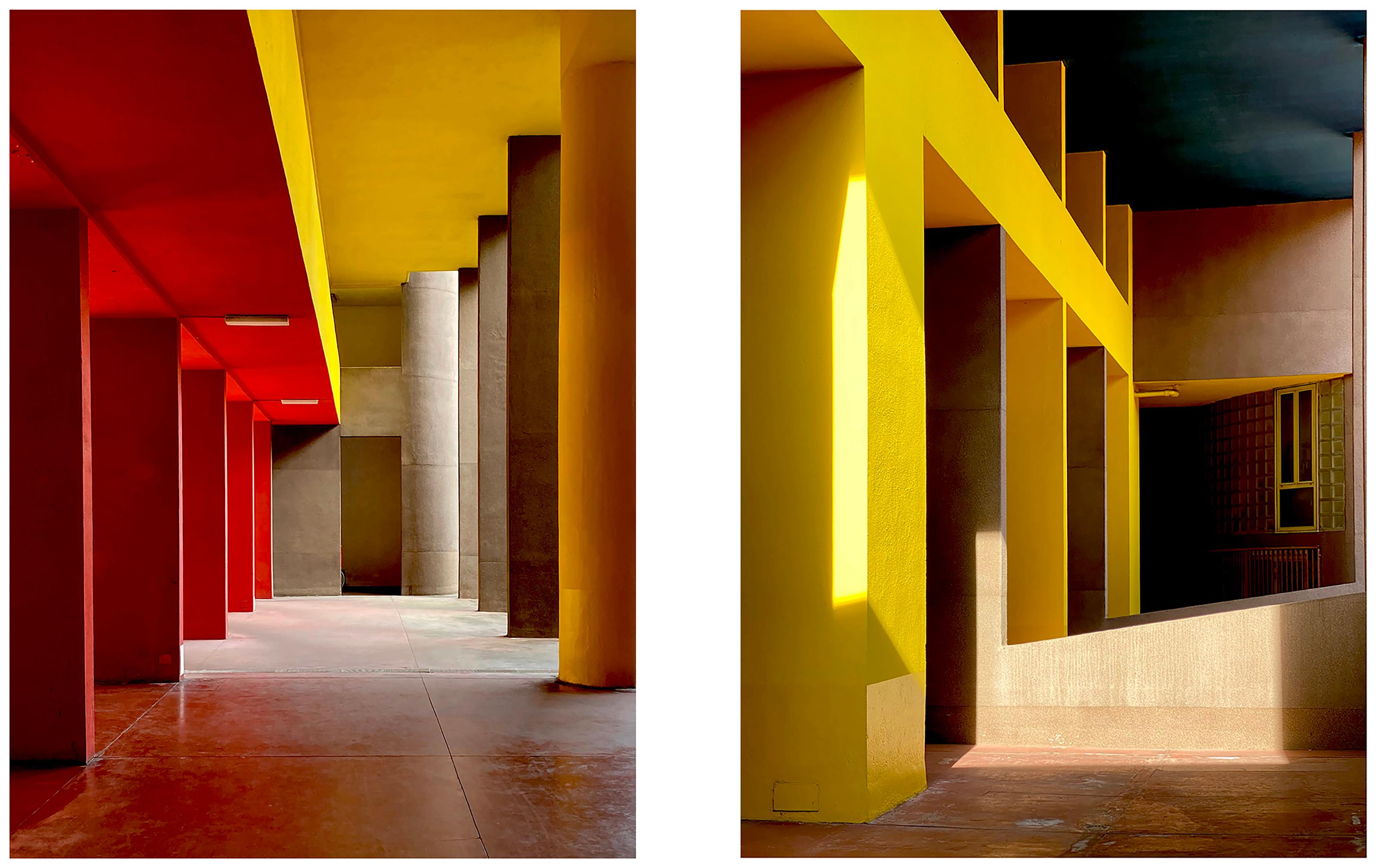 Richard Heeps Print - Monte Amiata I and Utopian Foyer IV, Milan - Two Framed Architecture Photographs