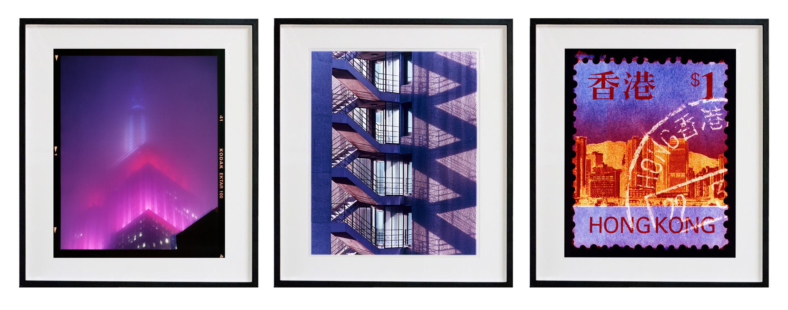 Richard Heeps Print - New York, London, Hong Kong Set of Three Framed Purple Photographic Artworks