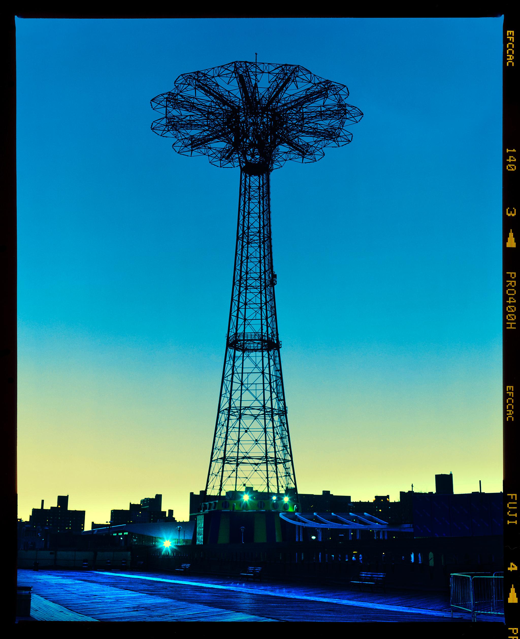 Richard Heeps Color Photograph - Parachute Jump at Twilight, Coney Island New York - Iconic America Photograph