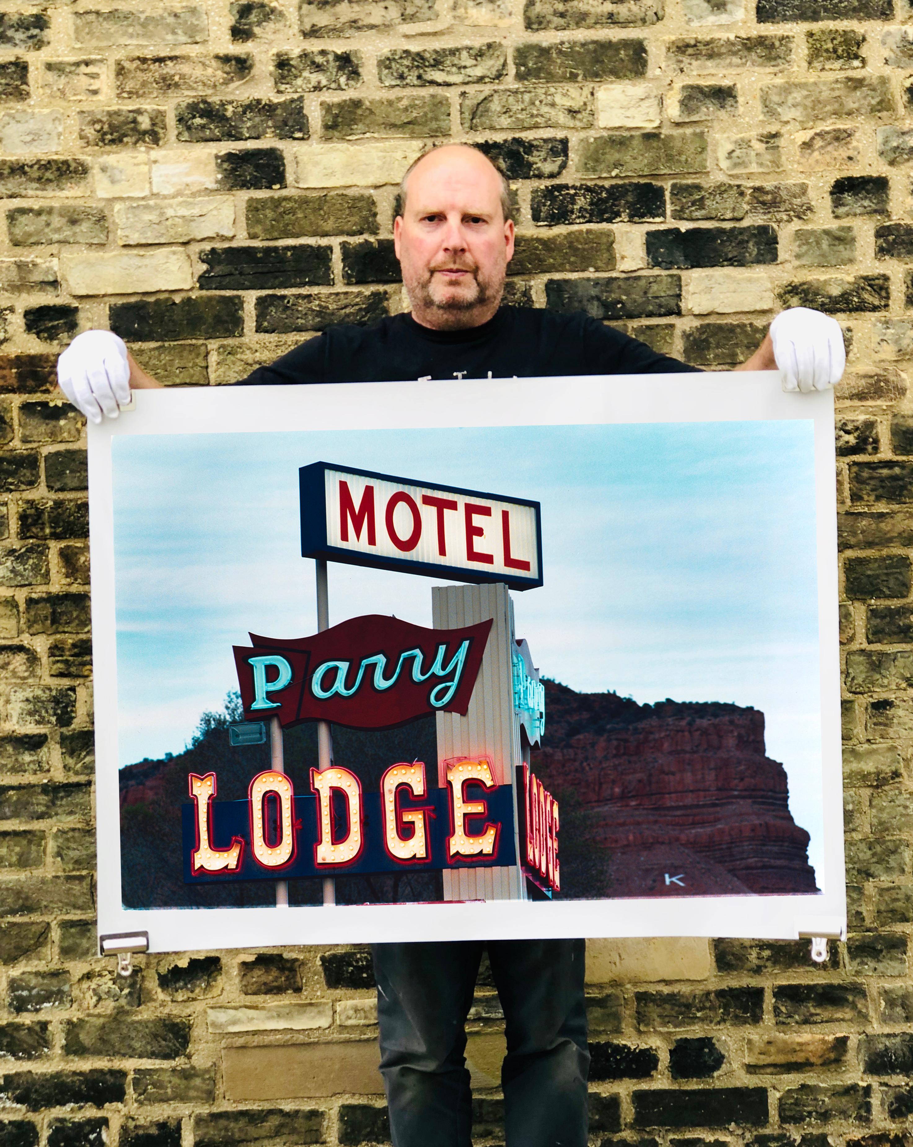 Parry Lodge, Kanab - Americana neon sign contemporary color photography - Photograph by Richard Heeps
