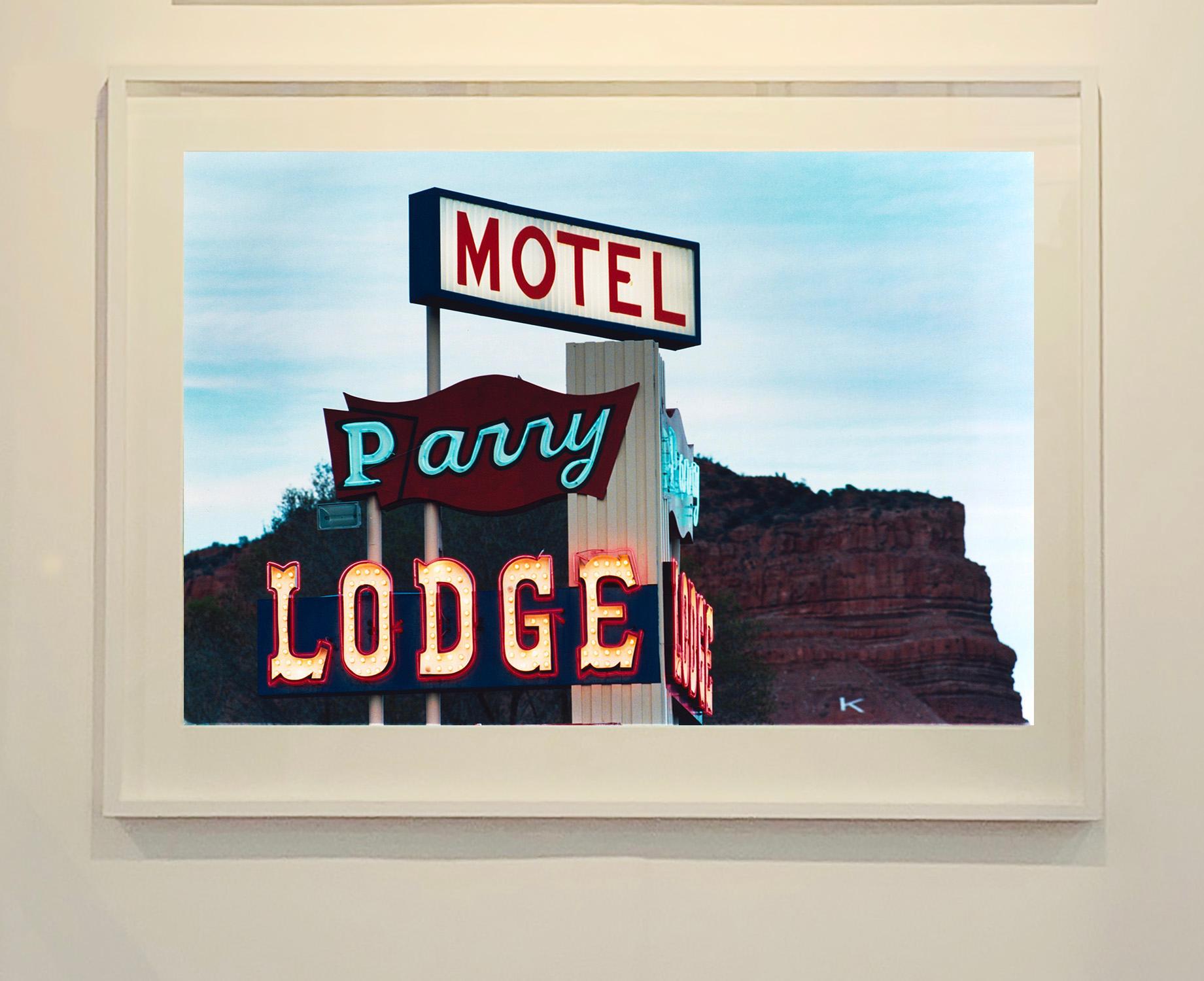 Parry Lodge, Kanab - Americana neon sign contemporary color photography - Photograph by Richard Heeps