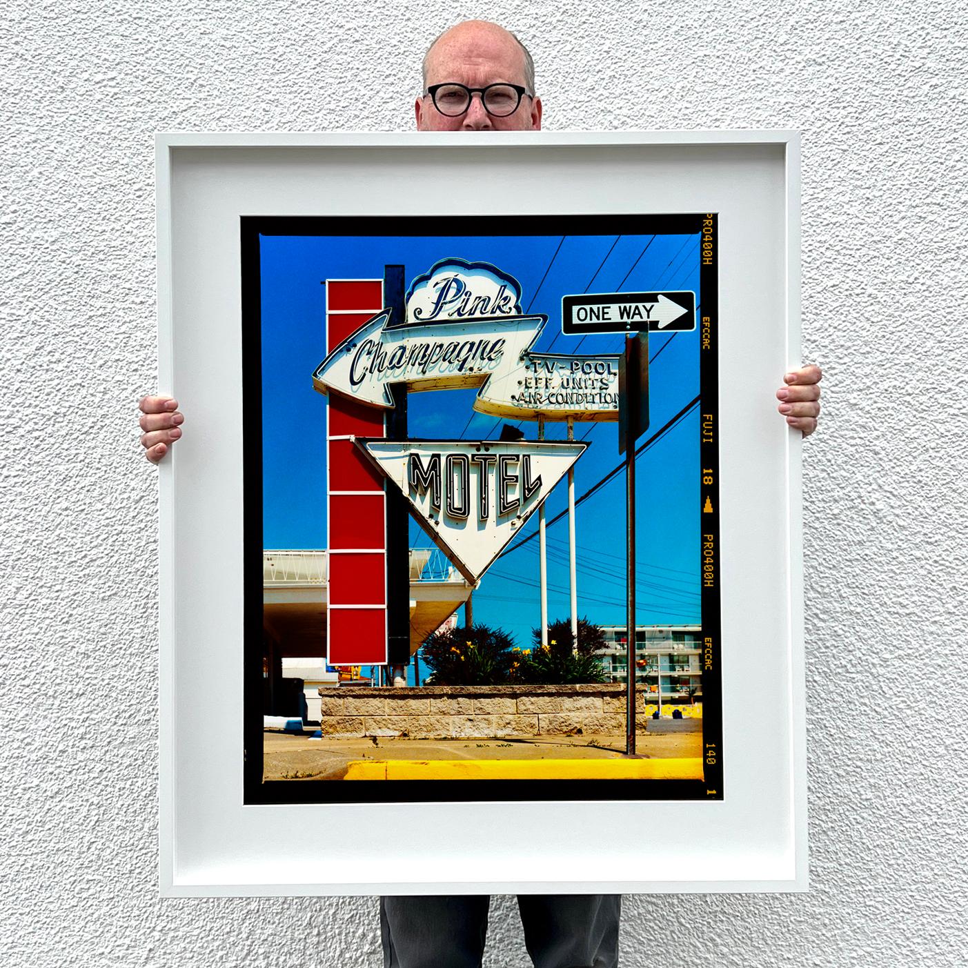Pink Champagne Motel, Wildwood, New Jersey - Doo Wop sign color photography - Contemporary Photograph by Richard Heeps