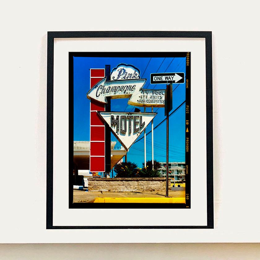 Pink Champagne Motel, Wildwood, New Jersey - Doo Wop sign color photography For Sale 1
