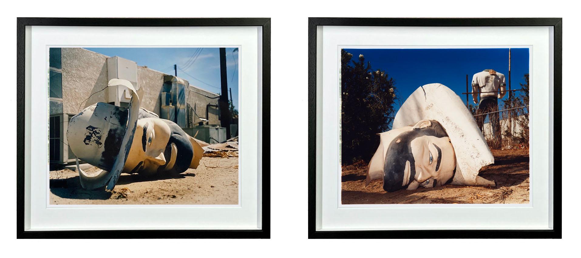 A classic American icon, the roadside giant Cowboy "Muffler Man", captured on Richard Heeps' road trip between Mecca and the Salton Sea. Part of a series of pictures by Richard Heeps featuring the torso and head in the setting of the palm trees and