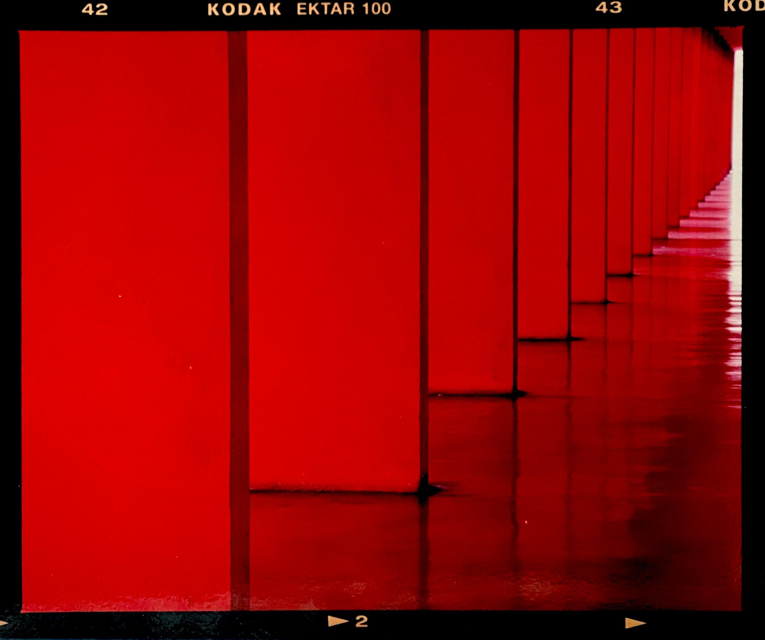 Richard Heeps Print - Red Dinosaur, Milan - Architectural urban color photography