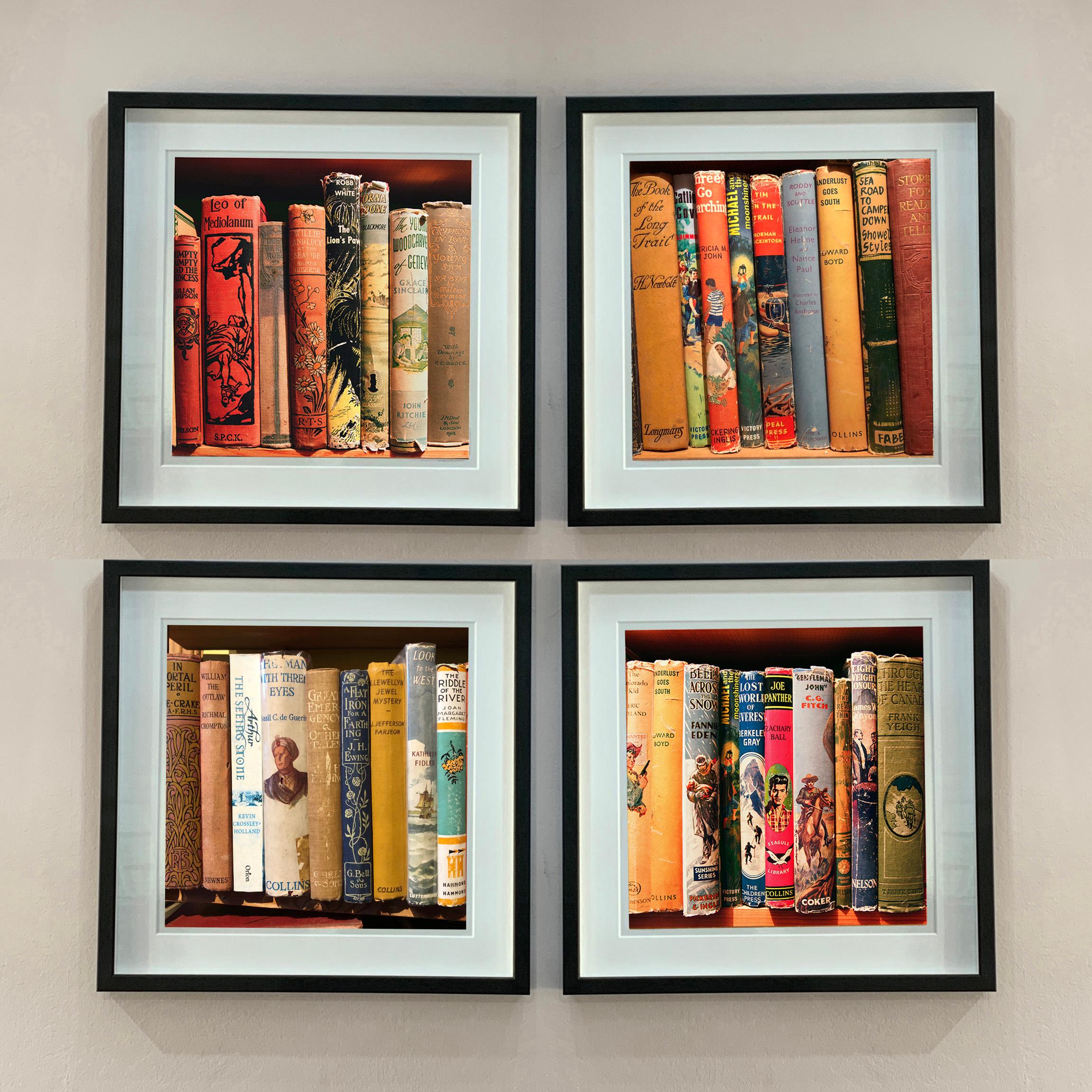 Riddle of the River, features a collection of vintage book spines on a shelf in a photograph by Richard Heeps from his series In The Treasure Trove. Taken in a secondhand bookshop in Norfolk, the linear pattern is a signature style of Richard's, the