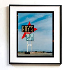 Roy's Motel Sign, Amboy, California - American Road Trip Sign Color Photograph