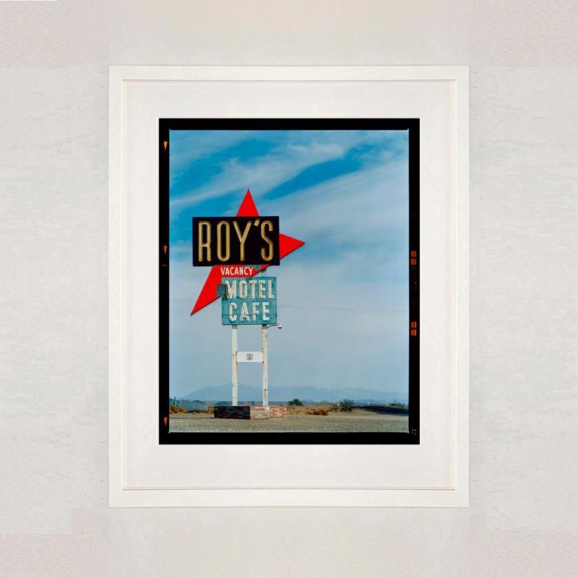 Roy's Motel Sign, Amboy, California - American Road Trip Sign Color Photograph For Sale 3