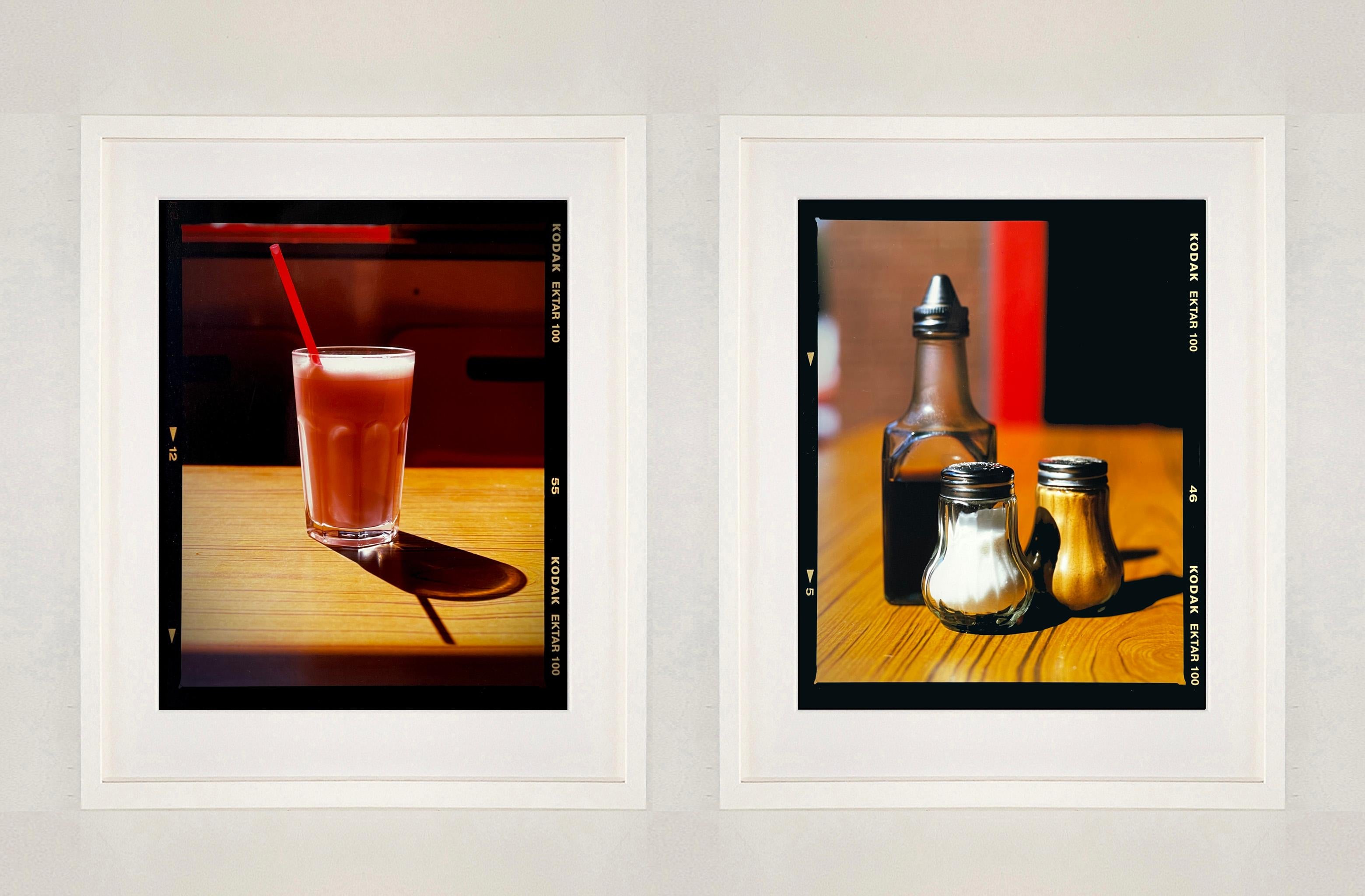 Sal, pimienta y vinagre, Clacton-on-Sea - Fotografía de bodegones en color - Color Photograph Marrón de Richard Heeps