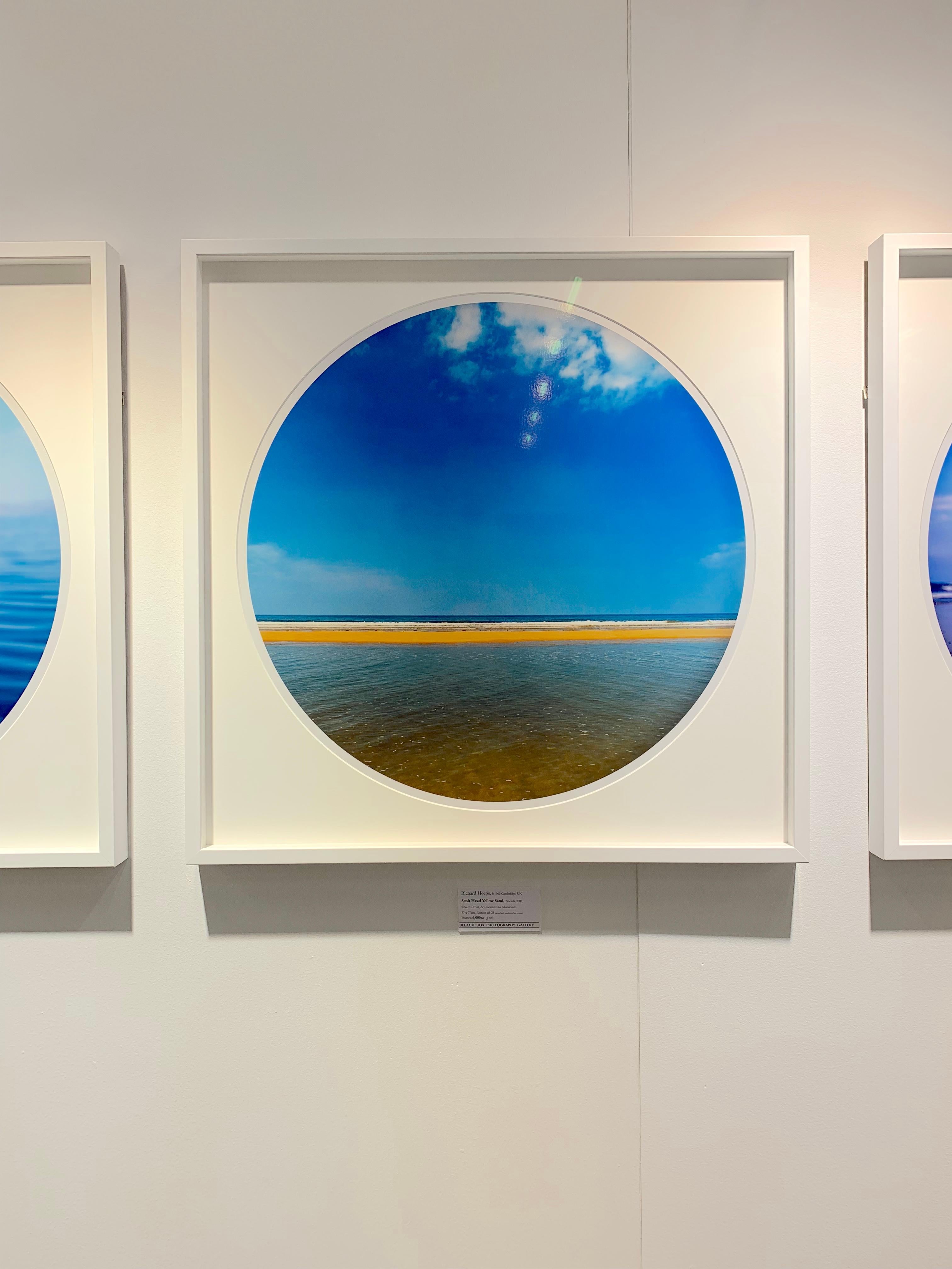 Scolt Head Yellow Sand, Norfolk - Contemporary, Circle, Waterscape Photography - Blue Color Photograph by Richard Heeps