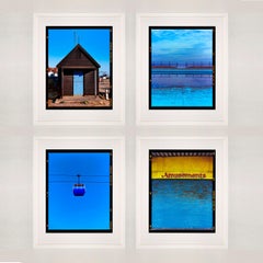 Set von vier gerahmten Kunstwerken Britisch Blau Seaside Holiday Kollektion
