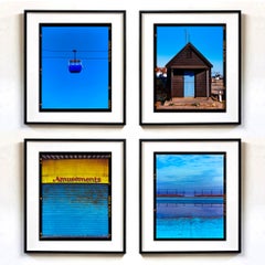 Set of Four Framed Artworks British Blue Seaside Holiday Collection