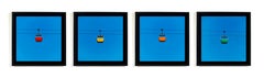 Conjunto de cuatro fotografías enmarcadas de tranvías aéreos - Fotografía multicolor de estilo minimalista «Cielo azul»