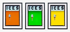 Set of Three Framed Citrus ICES Orange, Lime Green, Lemon Yellow Pop Art Prints