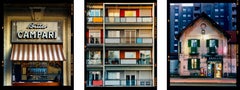 Ensemble de trois photographies d'architecture italienne de Milan encadrées