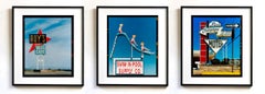 Conjunto de tres fotografías enmarcadas Pop Art Color Cielo Azul Signo Americano