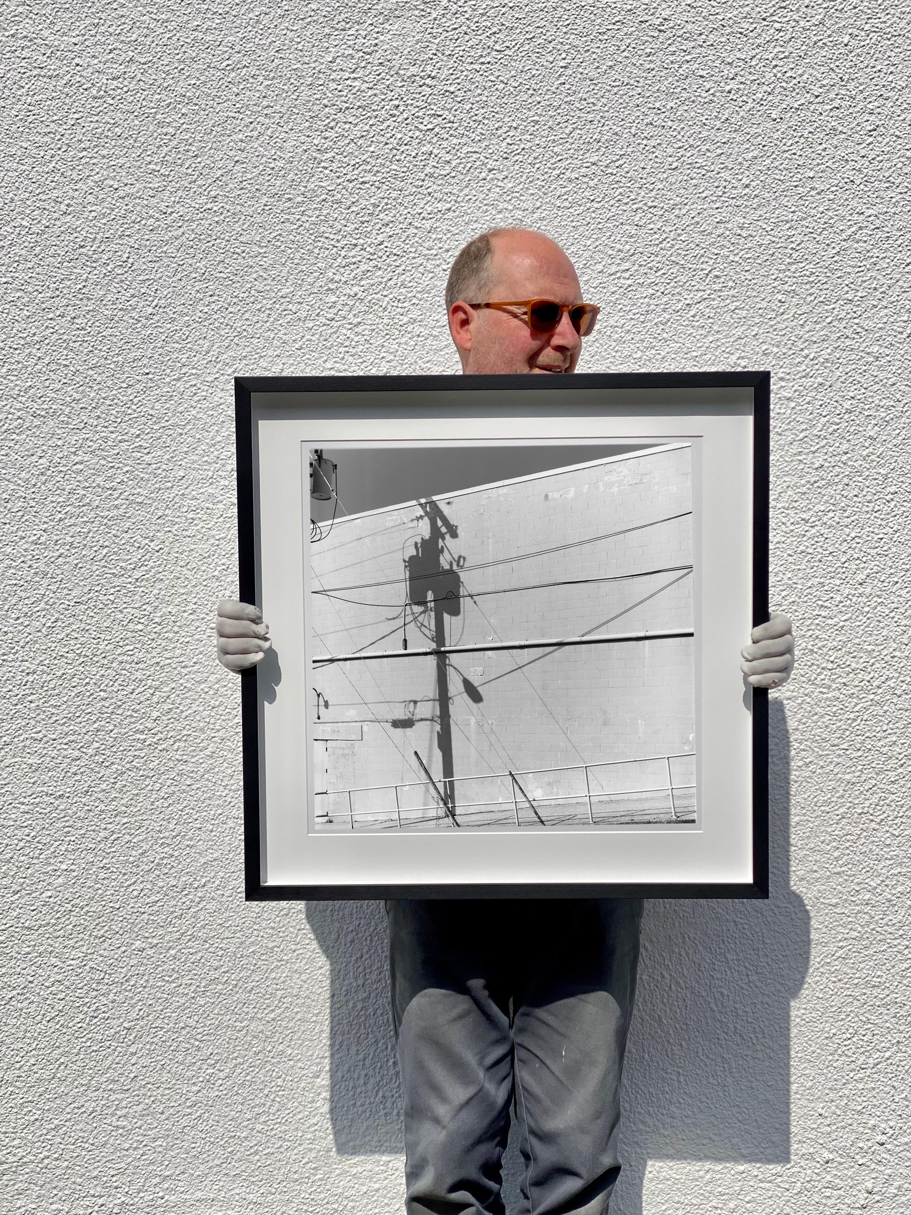 Shadow Lines, Wildwood, New Jersey – amerikanische quadratische Fotografie in Schwarz-Weiß (Grau), Still-Life Photograph, von Richard Heeps