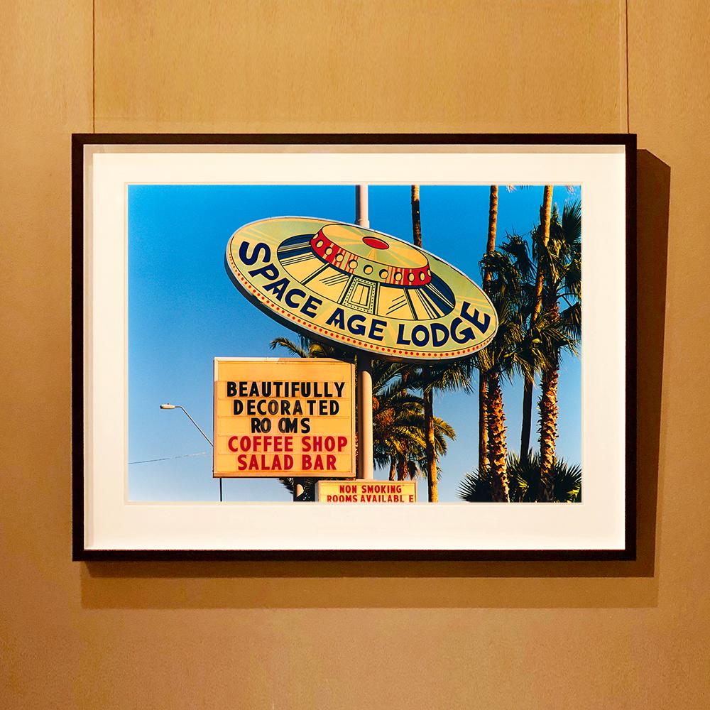 Space Age Lodge, Gila Bend Arizona - American Googie Sign Photo - Contemporary Photograph by Richard Heeps