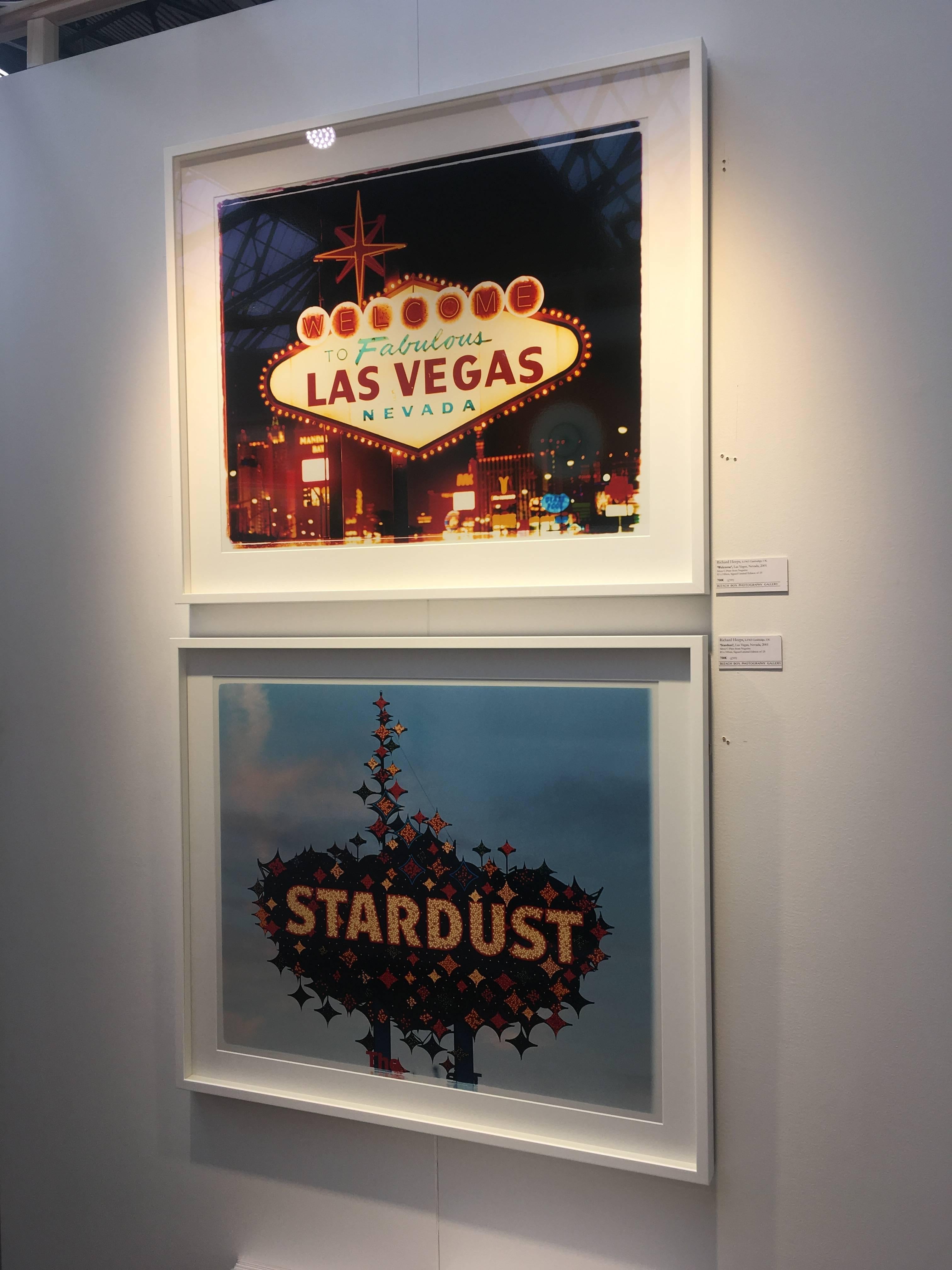This cool picture has a classic Americana feel. Richard Heeps pictures beautifully capture parts of Las Vegas which are no longer there. This iconic 'Stardust' sign presented here almost looks like a painting.

This artwork is a limited edition of