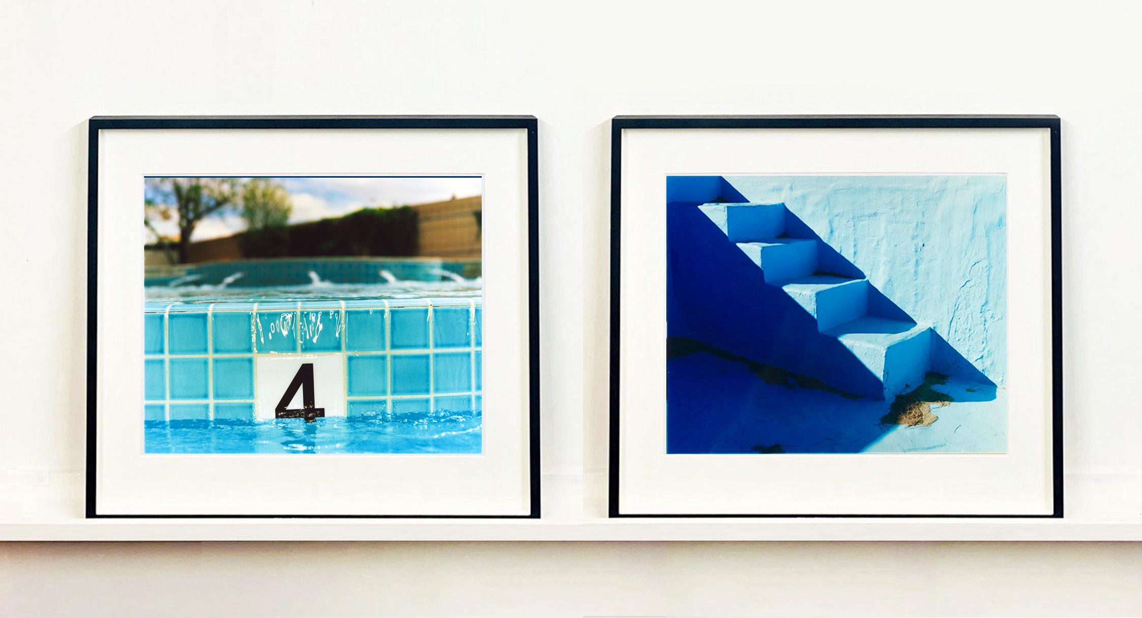 Steps, Zzyzx Resort Pool, Soda Dry Lake, California - Minimal Blue Photography For Sale 2