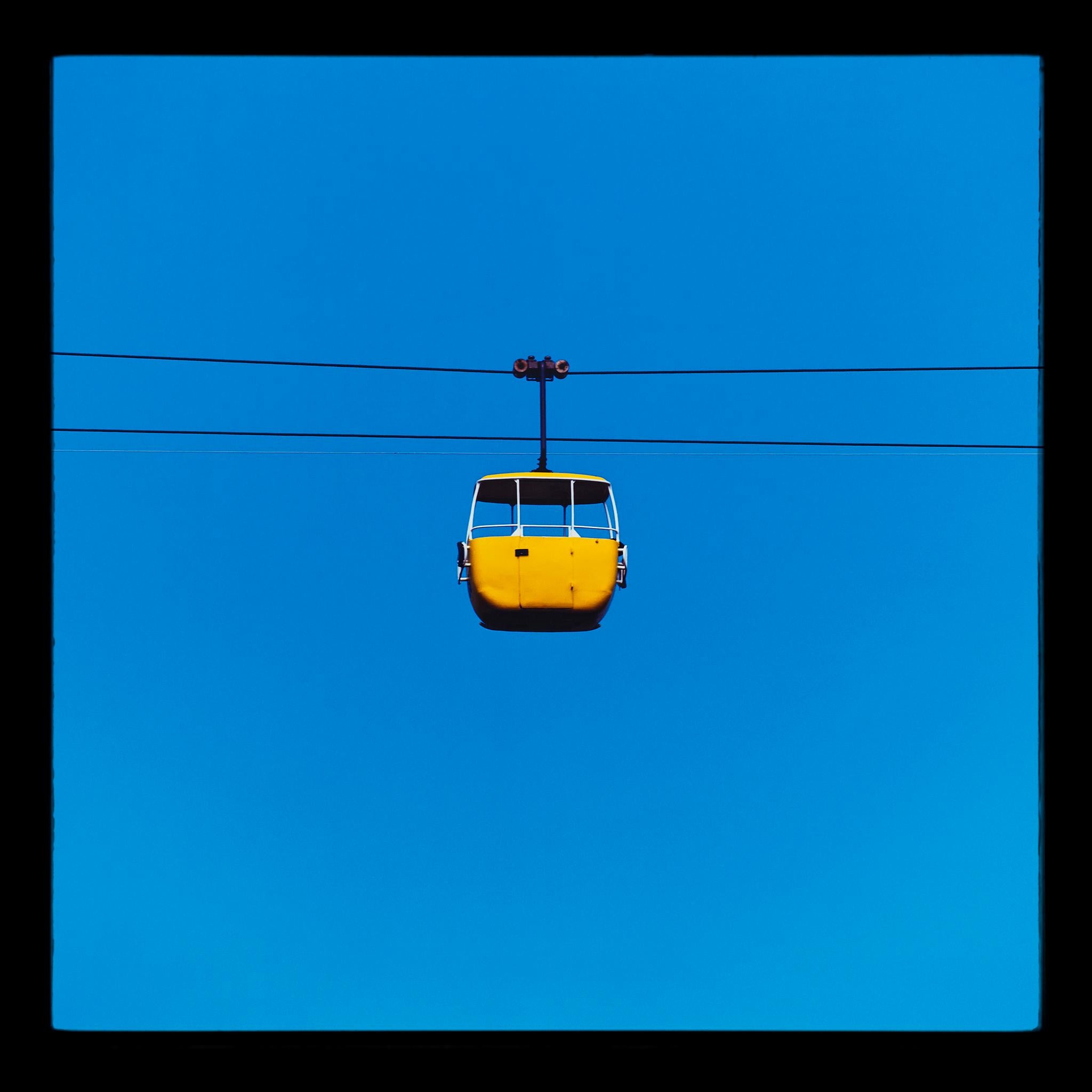 Summit Cable Car Yellow, Llandudno - Blue Sky Minimalism Color Photography Print