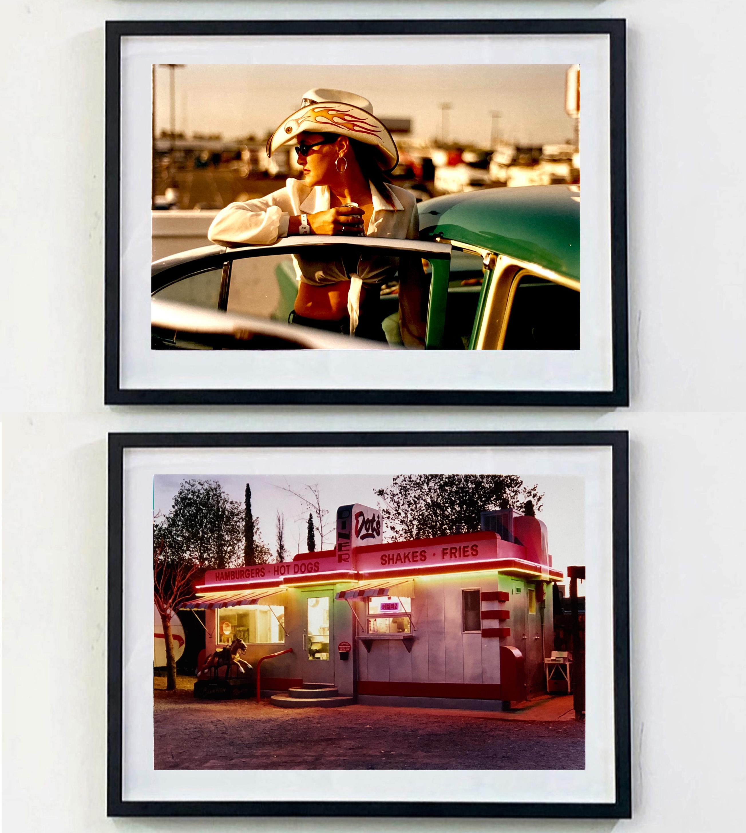 'Sun Kissed Wendy', from Richard Heeps 'Man's Ruin' Series. This contemporary portrait is part of a sequence of artworks photographing Wendy at the Rockabilly Weekender, Viva Las Vegas. 

This artwork is a limited edition of 25 gloss photographic