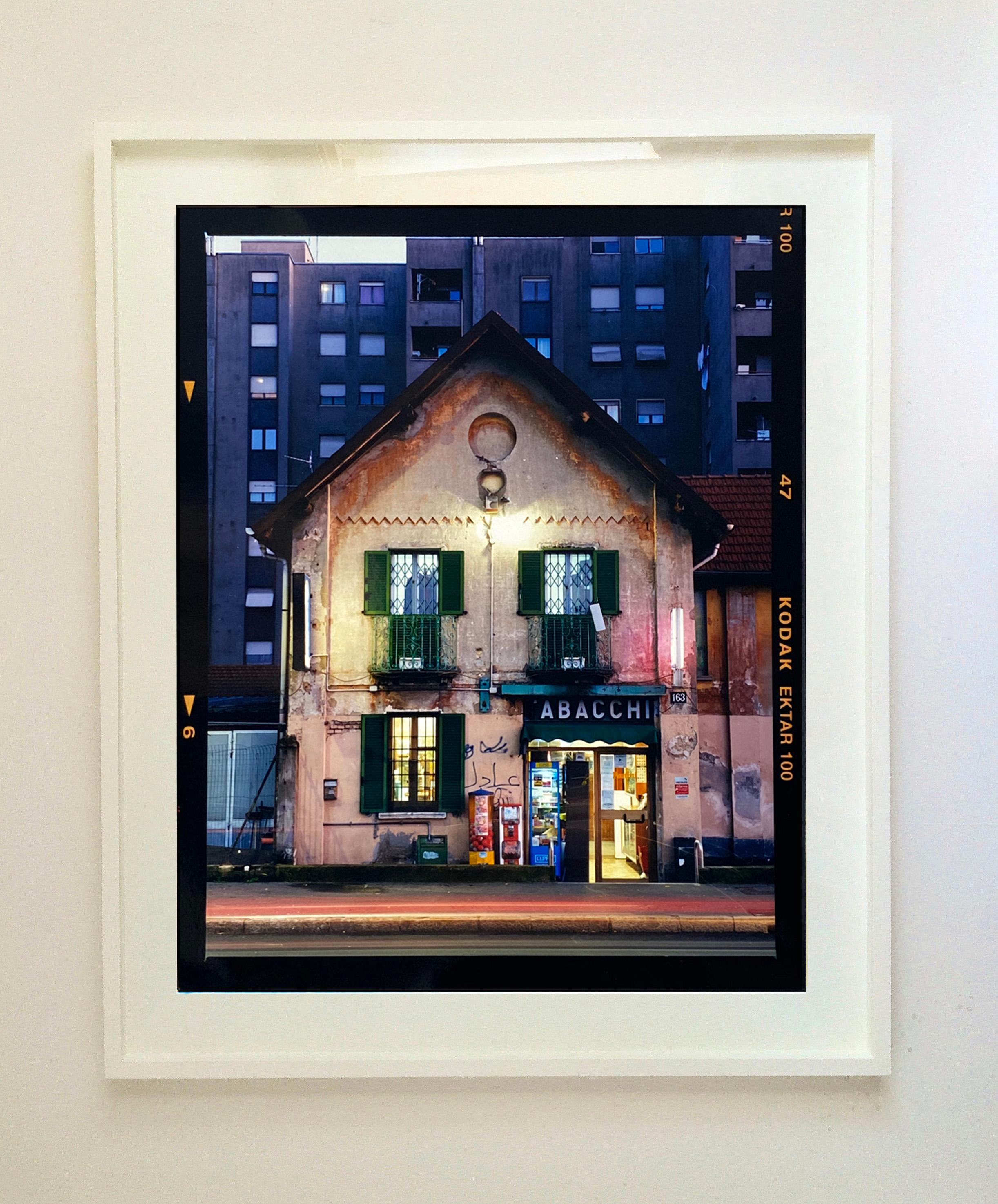 TABACCHI at Twilight, Milan - Architectural Color Photography For Sale 1