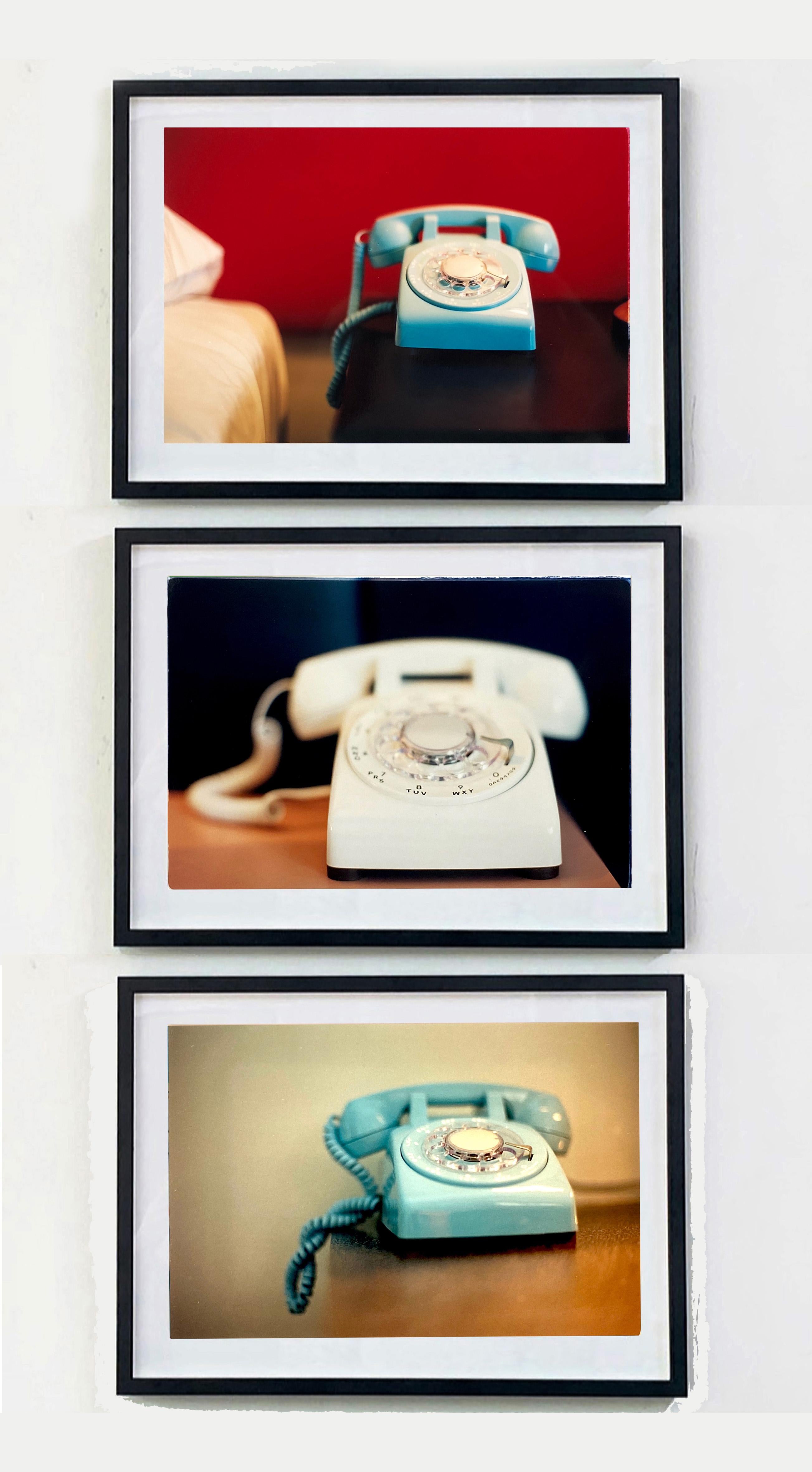 'Telephone V' part of Richard Heeps 'Dream in Colour' Series. 
This cool Palm Springs interior photography combines a softened monochrome palette and a mid-century modern nostalgic vibe.

This artwork is a limited edition of 25.
Gloss photographic