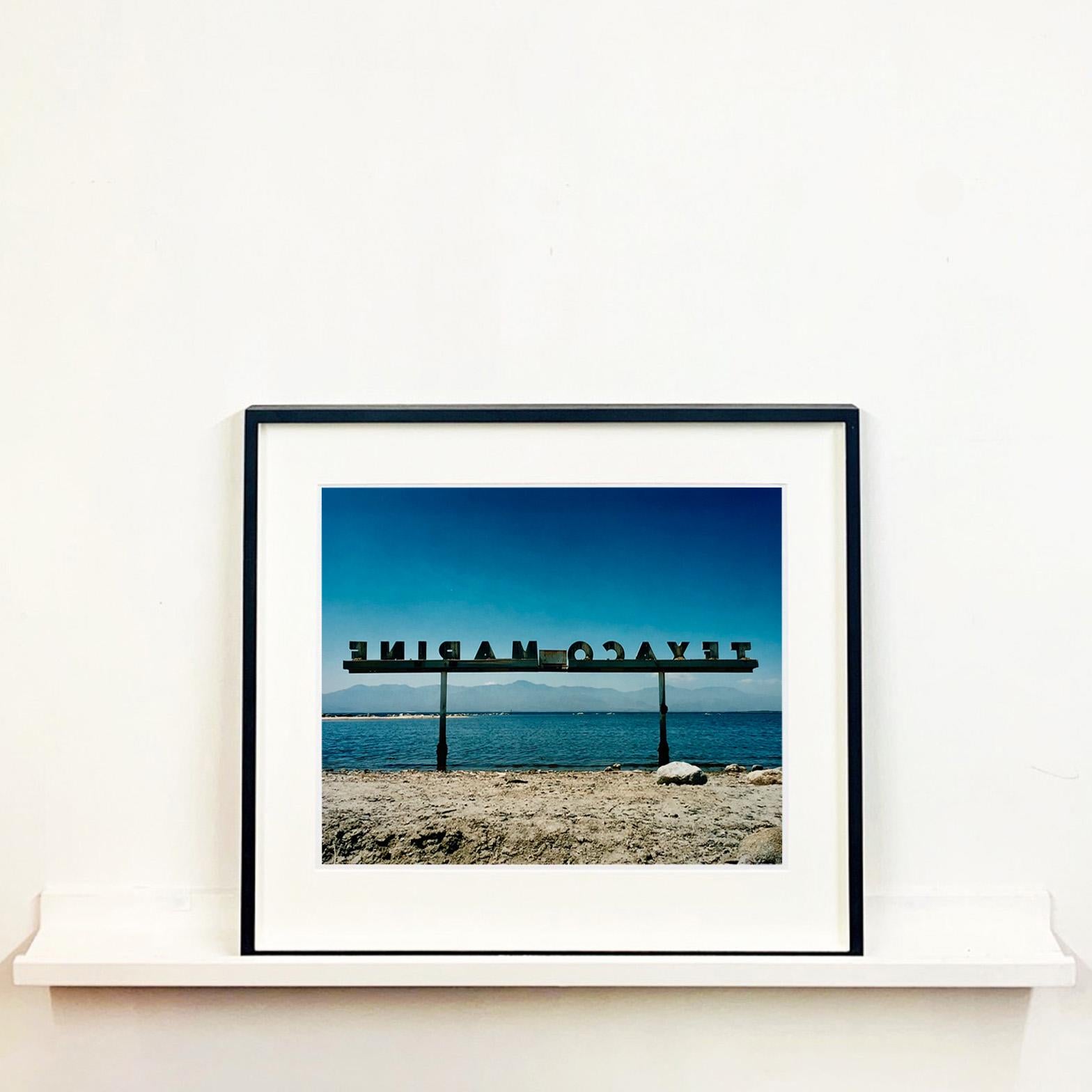 Texaco Marine, North Shore Marina, Salton Sea, California - Landscape Photograph - Blue Color Photograph by Richard Heeps