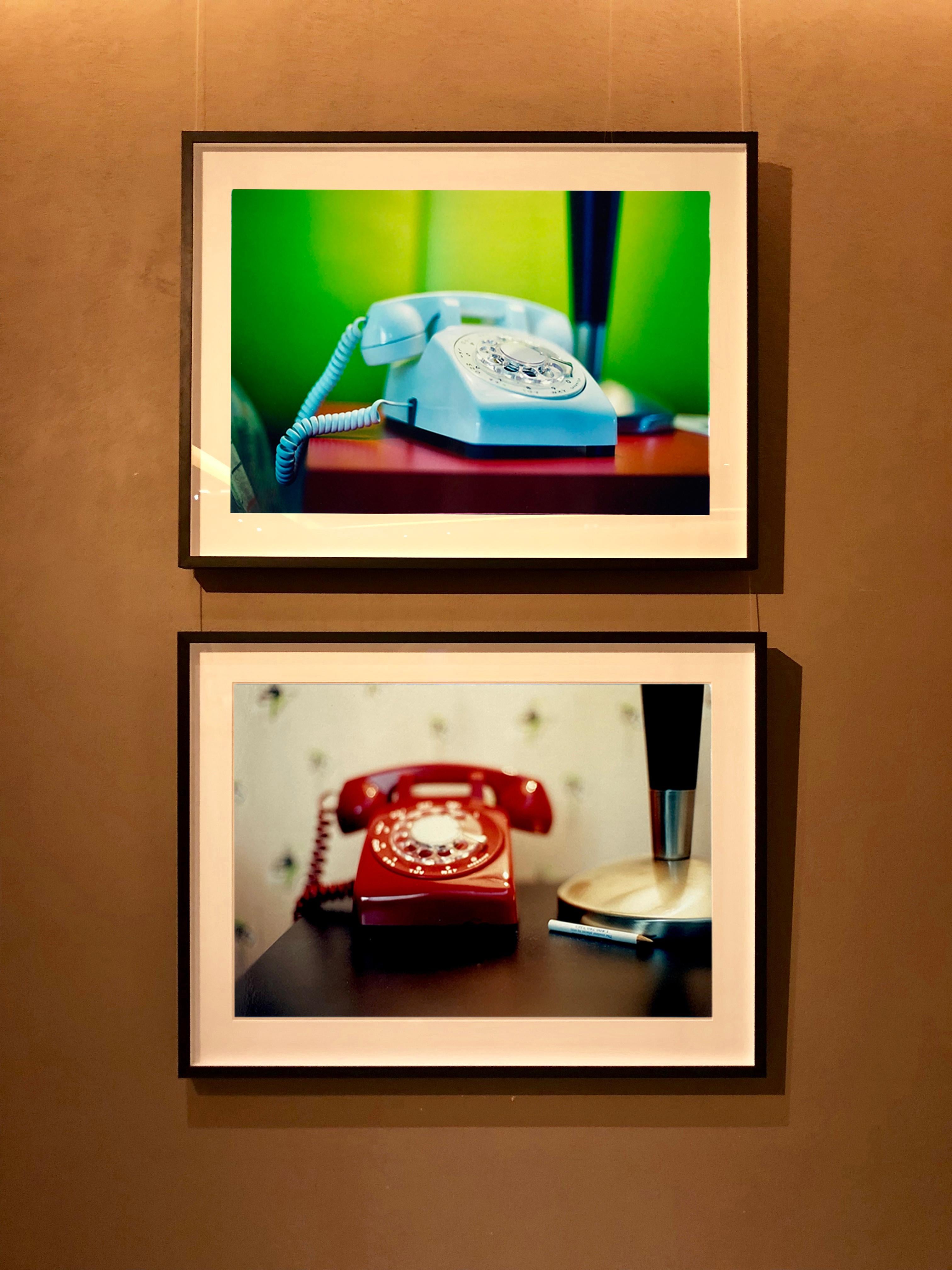 Part of Richard Heeps 'Dream in Colour' Series, this cool Palm Springs interiors picture featuring a vintage telephone on a nightstand combines gorgeous colours and dreamy nostalgic mid-century vibes.

This artwork is a limited edition of 25 gloss