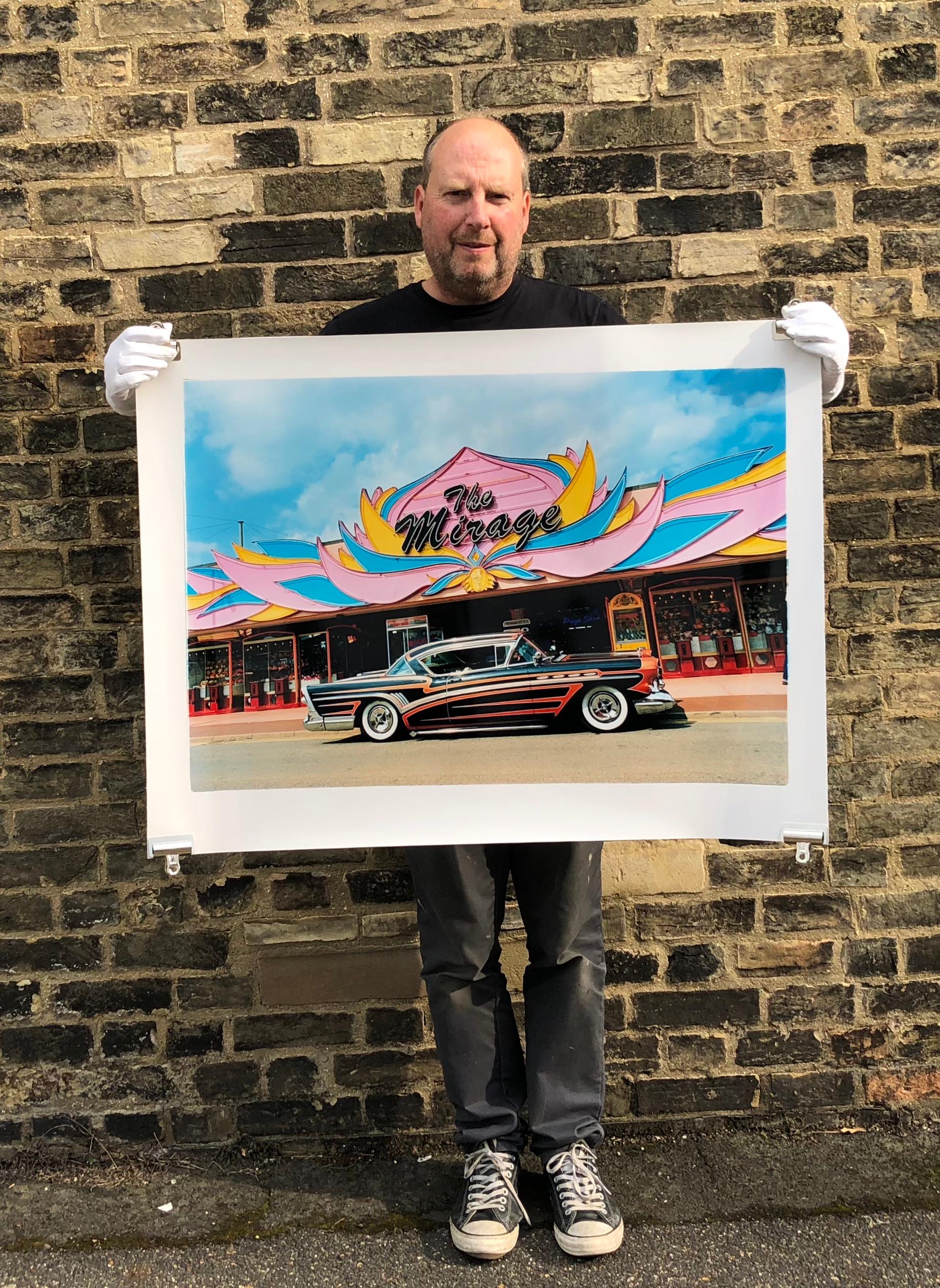 Part of Richard Heeps 'Man's Ruin' Series, this beautiful customised Classic American Car, against this Las Vegas themed facade is so stylish you would think it was staged, but it's not, it's the real the real thing.

This artwork is a limited