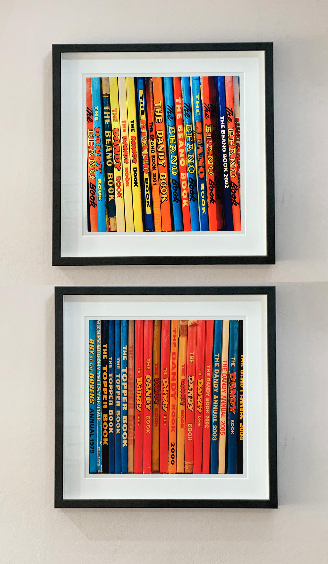 The Rovers, from Richard Heeps series 'In The Treasure Trove', featuring the multicolour spines of the iconic children's Annuals, photographed in a vintage bookshop in Burnham Market, Norfolk. 

This artwork is a limited edition of 25, gloss