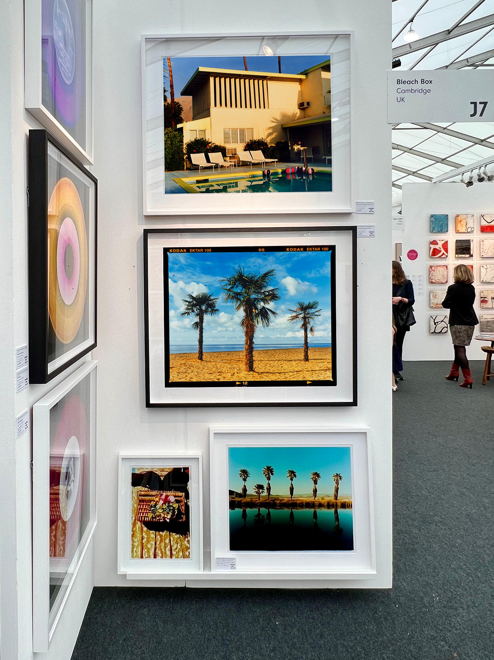 'Three Palms' from Richard Heeps Great British staycation series, On-Sea. Taken in Clacton-on-Sea, Richard was channeling Hitchcock in his mind, printed in his darkroom full frame with the Kodak film rebate.

This artwork is a limited edition of 25,