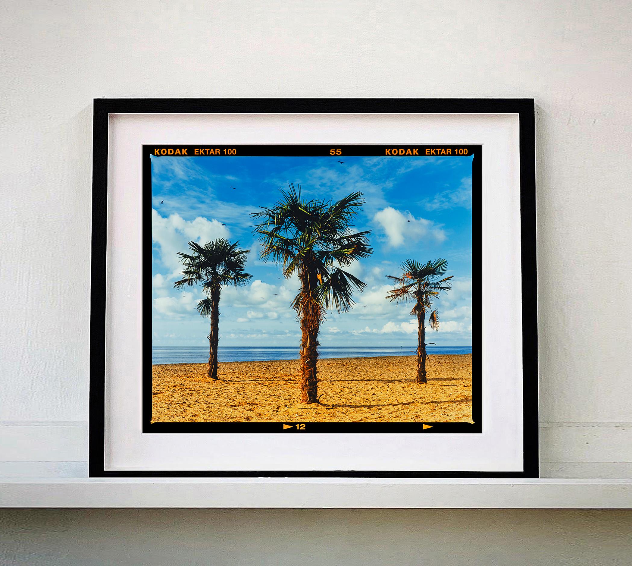 Three Palms, Clacton-on-Sea - British Landscape Color Photography - Blue Landscape Photograph by Richard Heeps