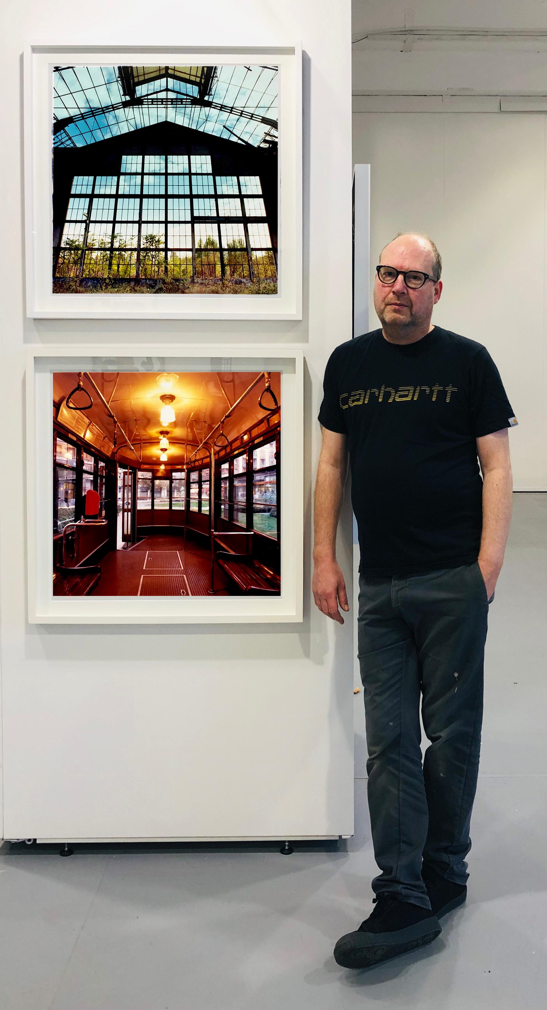 Tram, Lambrate, Milan - Vintage vehicle interior color photography - Contemporary Print by Richard Heeps